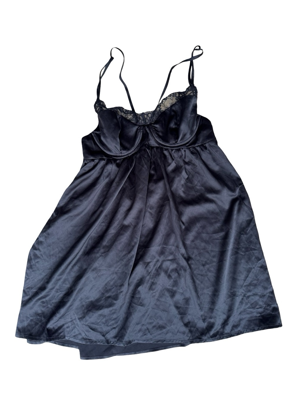 superdown Black Satin Lace-Detail Chemise nwt size medium